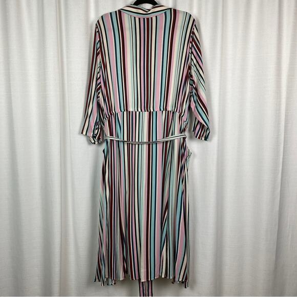 Torrid White, Purple&Pink Stripe Challis Button Front Shirt Dress Sz.4 NWT - Picture 12 of 16